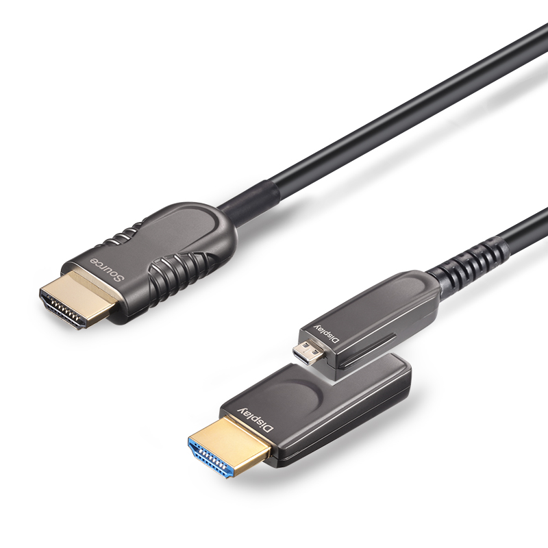 HDMI 2.0 AOC, Type A to Type D, Hybrid 18Gbps 4K60 HDMI 2.0 Active Optical Cable